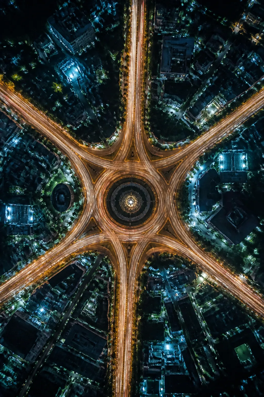Aerial city traffic flow representing multi-channel acquisition pathways