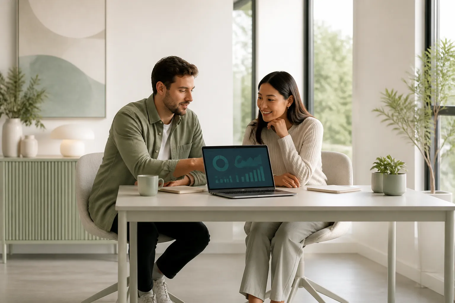 Two professionals reviewing an AI growth strategy session together